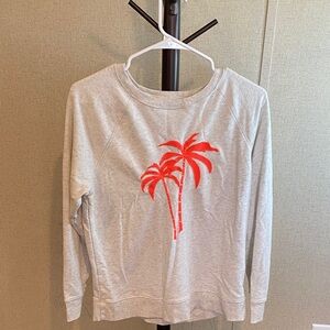 Old Navy Light Gray Sweatshirt with Red Palm Tree Design